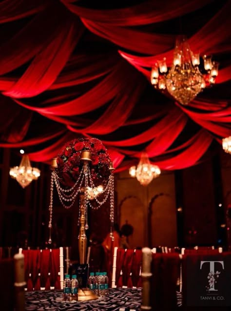 Moulin Rouge Wedding Theme, Burlesque Wedding, Moulin Rouge Party Decorations, Moulin Rouge Theme Party, Burlesque Party Decorations, Moulan Rouge, Red Ceiling, Red Drapes, Luxury Wedding Decor