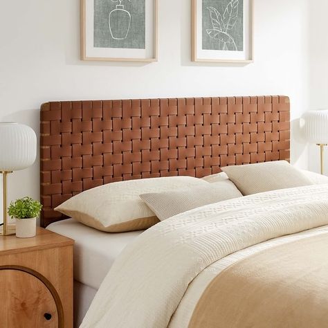 Sparta Twin/Full/Queen/King Vegan Leather Weave Headboard - Bed Bath & Beyond - 40043401 Faux Leather Headboard, Wall Mounted Headboards, Full Size Headboard, Leather Weave, Wood Art Design, Full Headboard, Queen Size Headboard, Bedroom Ambiance, Twin Headboard