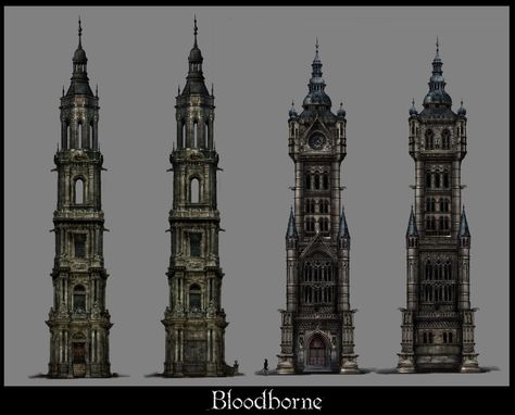 Chao Yu - Bloodborne Minecraft Building Designs, Bloodborne Concept Art, Dark Souls Concept Art, Bloodborne Art, Gothic Buildings, Cathedral Architecture, Gothic Cathedral, Minecraft Plans, Gothic Fantasy Art