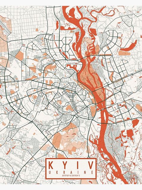 "Kyiv City Map of Ukraine - Bohemian" Poster for Sale by deMAP | Redbubble Urban Design Graphics Illustration, Map Illustration Design Graphics, City Illustration Design, Subway Map Design, Maps Illustration Design, Ukraine Map, Bohemian Poster, Cartography Art, Map Collage