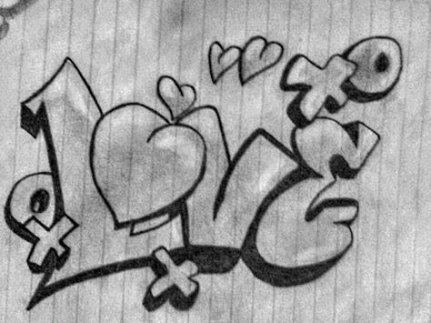 Love is a 4 letter word... Easy Graffiti Drawings, Graffiti Art Letters, Graffiti Quotes, Love Graffiti, Graffiti Letters, Graffiti Words, Graffiti Lettering Fonts, Chicano Drawings, Graffiti Writing