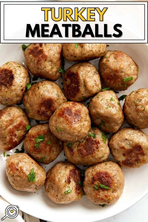 Turkey Meatballs Turkey Meatballs Meal Prep, Mini Turkey Meatballs, Homemade Turkey Meatballs, Turkey Balls, Easy Turkey Meatballs, Turkey Loaf, Ground Turkey Meatballs, Healthy Meatballs, Turkey Meatballs Baked