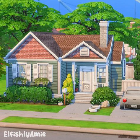 #eapartner | Family Base Game Home 🏠 👉Watch the speed build on my YouTube, Link in bio! Yes another base game build lol 😆 I am loving base game stuff lately! It’s just refreshing to not have so many choices sometimes if that makes sense 🤓 Build Details: 🏡 20x30 🛏️ 2 Bedroom 🚽 1 Bathroom 📍Willow Creek ✅ No CC 🌸 Gallery Id: elfishlyamie 👀 Disclaimer: Thank you to the EA Creator Network, I do receive free codes and early access to The Sims 4. All of my opinions are my own. #sims4 #ts4 #thesi... Sims Houses, Sims Builds, Sims Ideas, Sims Four, Willow Creek, I Am Loving, Sims 4 Build, Sims 4 Game, Youtube Link