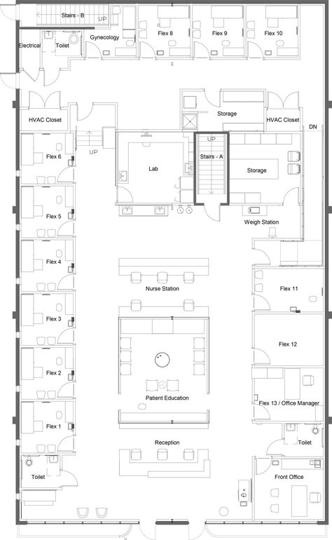 Project Spotlight - A Fresh Look at Designing a Pediatric Clinic — METHOD. Wellness Center Design, Hospital Floor Plan, Hospital Reception, Medical Clinic Design, Pediatric Clinic, Hospital Plans, Healthcare Interior Design, Office Floor Plan, Physiotherapy Clinic