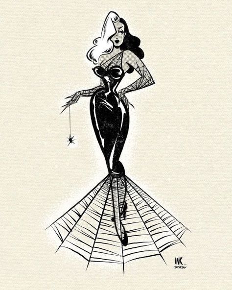 Vintage Halloween Pinup Art, Hallowedding Dress, Pin Up Drawings Vintage, Pinup Skeleton, Halloween Pin Up Art, Vintage Pinup Tattoo, Horror Pinup Tattoo, Pinup Horror, Spooky Pinup Tattoo