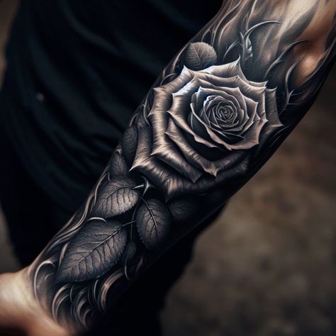 Statement Tattoo, Cover Up Tattoos For Men, Realistic Flower Tattoo, Tattoo Quotes For Men, Realistic Rose Tattoo, Romantic Tattoo, Tattoo Chest, Rose Tattoos For Men, Realistic Tattoo Sleeve