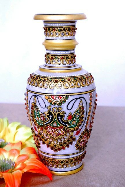 Meenakari Painting, Meenakari Art, Rajasthan Art, Pichwai Art, Bottle Designs, Plate Decoration, Indian Women Painting, Pot Painting, Blossom Season