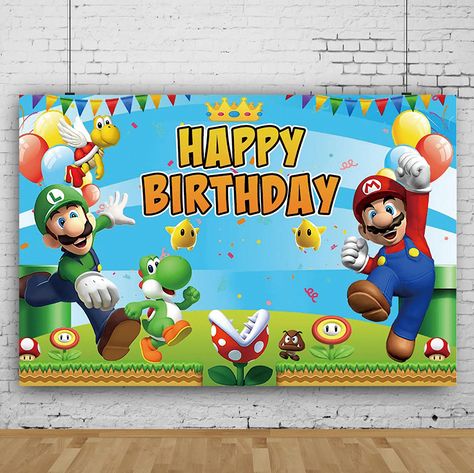 SuperMario Printed Backdrop Material: Vinyl About Size: 120*80cm(4*2.5ft) 150*100cm(5*3ft) 180*120cm(5.9*3.9ft) 210*140cm(6.8*4.6ft) 240*160cm(7.8*5.2ft) 270*180cm(8.8*5.9ft) 300*200cm(9.8*6.6ft) for custom size or backdrop , please feel free to contact us Package incldue: 1x Photography Cloth (Stand or hanging are not included） If you need to customize the backdrop, please contact me directly or leave a message. The font of the background cloth can be customized.add name. customize the backdrop Mario Bros Backdrop, Luigi Birthday, Birthday Photo Background, Birthday Photo, Photo Background, Super Mario Bros, Mario Bros, Super Mario, Mario