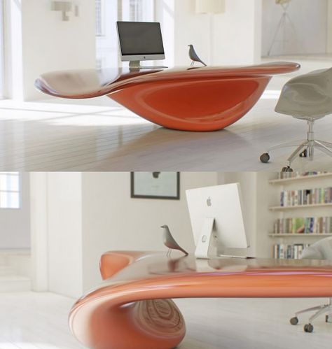 20 Furniture Marvels For The Futuristic Home - Hongkiat Futuristic Desk, Futuristic Decoration, Futuristic Things, Futuristic Table, Futuristic Furniture Design, Future Furniture, Weird Furniture, Office Floor Plan, Body Inspired