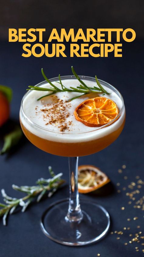 Indulge in cocktail perfection with our acclaimed Best Amaretto Sour Recipe. Elevate your taste buds with this delightful blend of flavors! 🍋🥃 #AmarettoSour #CocktailRecipe Christmas Amaretto Sour, Amaretto Sour Recipe, Amaretto Sour Cocktail, Sour Cocktails, Italian Liqueur, Amaretto Sour, Gin Drinks, Sour Mix, Sour Cocktail