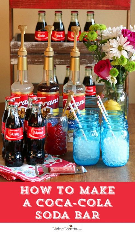 Italian Soda Bar, Coca Cola Party, Soda Bar, Coca Cola Decor, Italian Soda, Graduation Party Ideas, Coca Cola Can, Coke Cola, Easy Parties