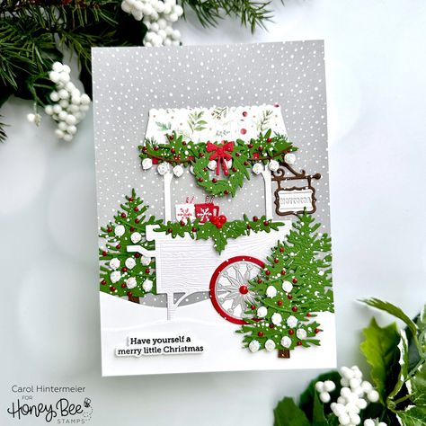 Market Cart, Car Cards, Bee Creative, Snowy Christmas, Flower Cart, Honey Bee Stamps, Bee Cards, Christmas Car, Paper Craft Supplies