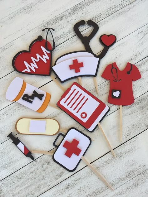 Nurse Cupcake Toppers Medical Cupcake Nurse Graduation - Etsy Nurse Cupcake Toppers, Nurse Party Decor, Nurse Cupcakes, Medical Themed Parties, Doctor Retirement, Graduation Doctor, Nurse Graduation Party Decorations, Nurse Graduation Party, Nurse Birthday