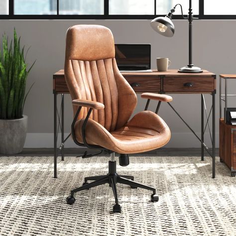 Psychology Office Decor, Vintage Desk Chair, Masculine Home Office, Stylish Office Chairs, Small Home Offices, Office Remodel, Guest Room Office, Office Guest Room, Office Inspo