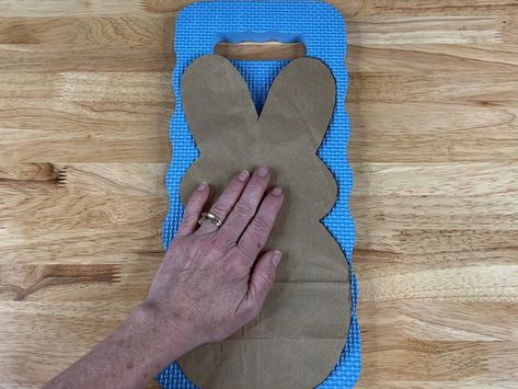 Peeps Bunny Template, Knee Pads Diy, Peep Pattern, Peeps Decor, Easter Dollar Tree Diy, Outdoor Easter Decorations Diy, Dollar Tree Bunny, Dollar Tree Easter Decor, Peeps Crafts