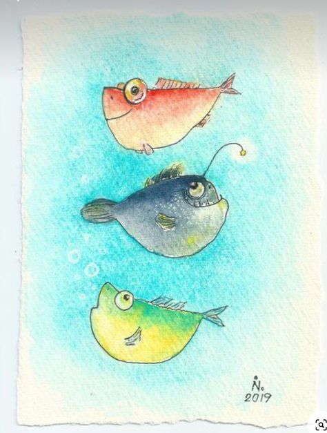 Valentine Paintings, Fashion Sketching, Whimsical Art Paintings, Animal Illustration Art, Whimsical Watercolor, Watercolor Fish, Kids Watercolor, Diy Watercolor Painting, Beach Watercolor