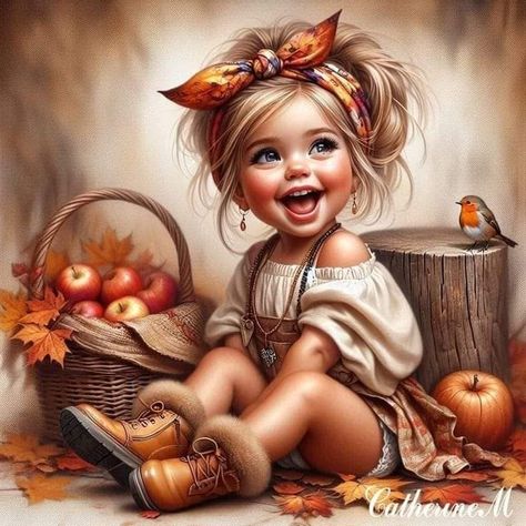 Girly Art Illustrations Life, Good Morning Funny Pictures, Artistic Pictures, Big Eyes Art, Autumn Illustration, Cute Cartoon Pictures, Creative Pictures, Girly Art Illustrations, Fall Pictures