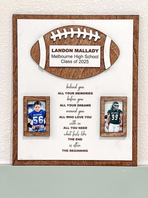 Football Senior Graduating Gift, Football Senior Night, Personalized Football Sign, Football Plaque, High School Graduation Senior Night - Etsy Senior Football Night Ideas, Senior Football Gifts, Senior Night Football, Soccer Senior Night, Senior Banquet, Sport Ideas, Senior Night Posters, Football Team Gifts, Football Banquet