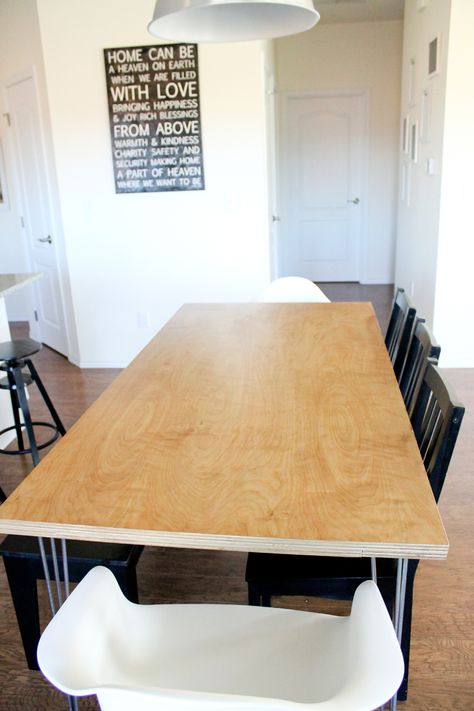 Plywood Table, Diy Kitchen Table, Tulip Dining Table, Kitchen Design Diy, Tulip Table, Diy Dining Table, Diy Dining, Shelter Island, Slab Table