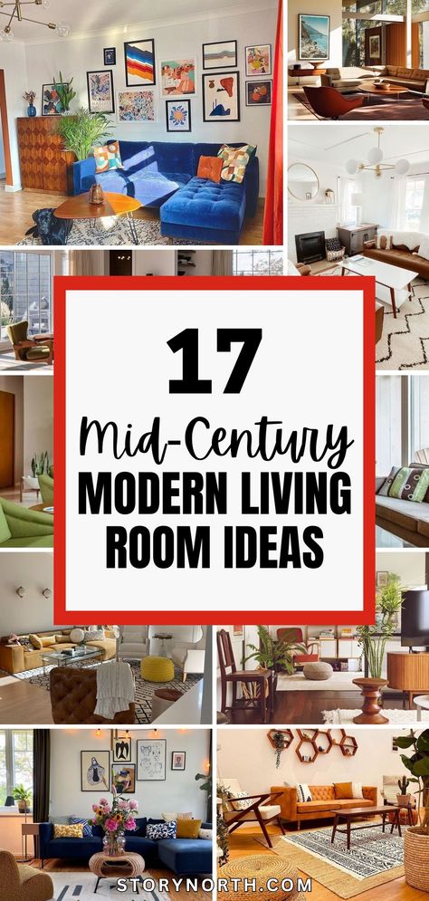 Save this pin for a roundup of stunning mid-century modern living room designs that will elevate your home decor! #MidCenturyModern #HomeDecorIdeas #LivingRoomInspiration Mcm Living Room Layout, Mid Century Funky Living Room, Small Mid Century Living Room Ideas, Mid Century Living Room Wall Color, Modern Mid Century Apartment, Mcm Wall Decor Living Room, Mid Century Modern Industrial Living Room, Mcm Maximalist Living Room, Mid Mod Boho Living Room