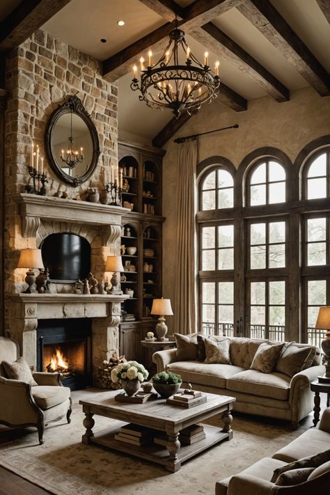 20 French Country-Style Home Ideas – ToolzView Luxury Country Living Room, French Country Chateau Interiors, French Mountain Home, French Barndominium, French Colonial Style Interior, French Country Fireplace Ideas, Old French Country House, French Country Cabin, French Country Apartment