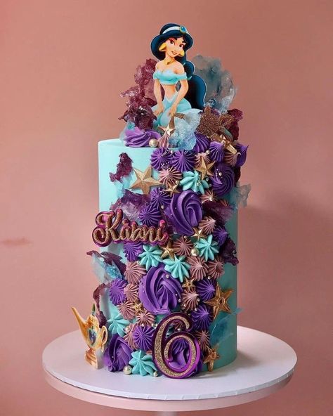 Aladdin Birthday Cake, Jasmine Birthday Cake, Princess Jasmine Cake, Princess Theme Cake, Jasmine Cake, Princess Jasmine Party, Aladdin Cake, Girly Birthday Cakes, Princess Jasmine Birthday