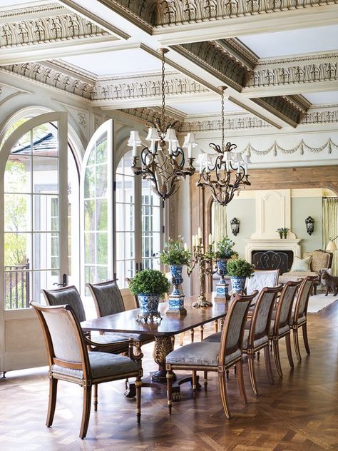 Although this entire home is a work of art, the dining room is an obvious gem. Read more about Bruce Kading's award-winning project at the link in our bio. 📸 Annie Schlechter French Provincial Home, Dining Room Victorian, Provincial Home, Breakfast Nooks, Curved Walls, House Of Beauty, Atlanta Homes, French Chateau, French Provincial