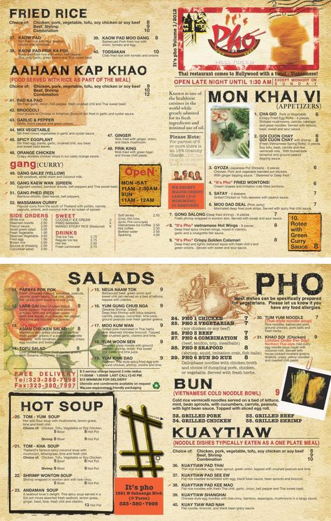 Vietnamese Restaurant To Go Menu Design and Printing. www.inprintla.net Thai Restaurant Menu, Vietnam Restaurant, Restaurant Graphics, Pho Restaurant, Thai Menu, Vietnamese Street Food, Template Images, Recipe Drawing, Menu Layout