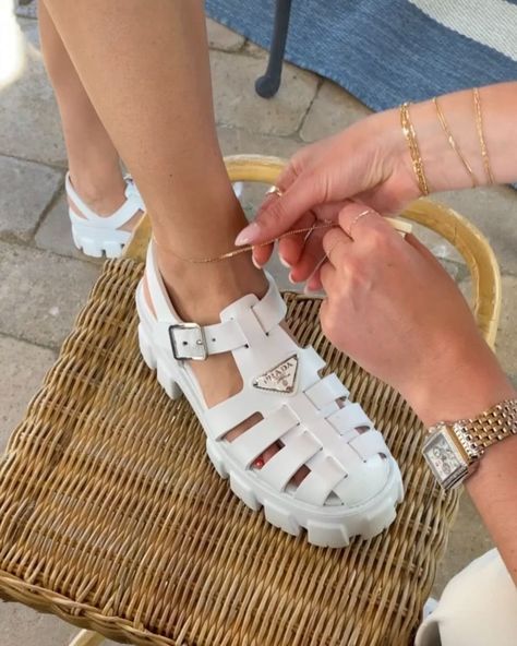 Permanent Anklet, Anklets Summer, Elegant Shoes Heels, Schools Out For Summer, Summer Must Haves, Prada Sandals, School's Out For Summer, Permanent Jewelry, Spring Sandals