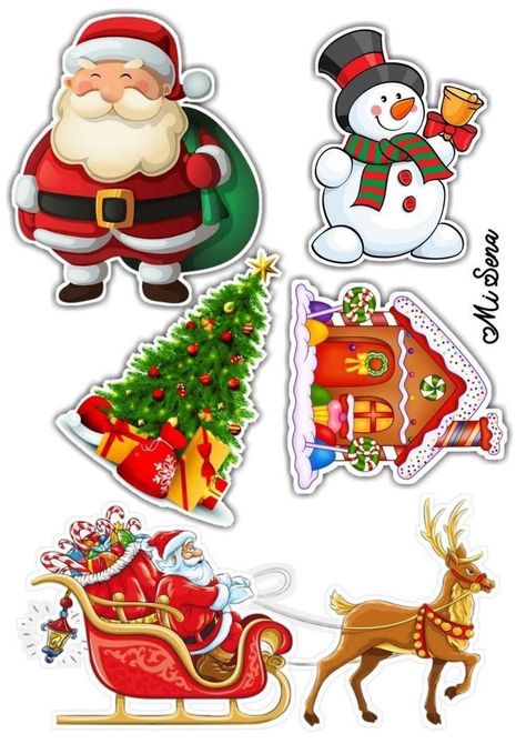 Christmas Clipart Free Printable, Diy Cake Topper Printable, Christmas Stickers Printable, Happy Birthday Printable, Christmas Cake Designs, Christmas Cake Topper, Christmas Topper, Birthday Cake Topper Printable, Christmas Cake Decorations