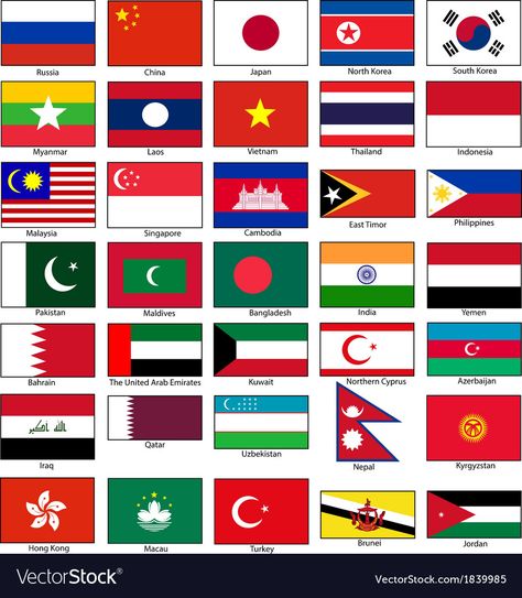 Flags Of Asia, Asian Flags, Flag Of Europe, Laos Vietnam, Africa Flag, Party Icon, Flags With Names, Certificate Design Template, Graphic Design Images