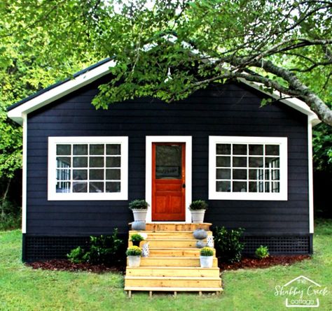 Farmhouse of the Month: Shabby Creek Cottage | The Cottage Market Courtney Adamo, Gorgeous Farmhouse, Cabin Exterior, Shed Colours, Cottage Exterior, Backyard Renovations, Country Cottage Decor, Backyard Shed, House Siding