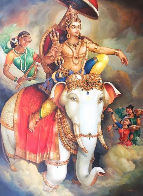 Lord Indra, Shiva Parvati Images, Lord Vishnu Wallpapers, Hinduism Art, Vedic Art, Goddess Artwork, Book Illustration Art, Ganesha Art, Hindu Mythology