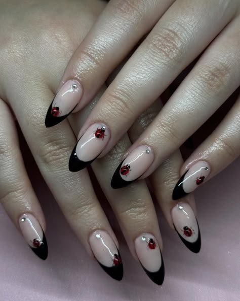 Ladybugs for my favorite lady 🫶🏼🐞 @apresnailofficial medium natural almond #Nailedbycin#nails#vanailtech#nailtech#gelxnails#trendynails#nailsofinstagram#nailinspo#nailsoftheday Ladybug Nails Acrylic, Beetles Nail Polish Ideas, Ladybug Nails Designs, Ladybug Nail Art, Ladybug Nails, Acrylic Nails Stiletto, Stiletto Nail Art, Stiletto Nails, Pretty Acrylic Nails