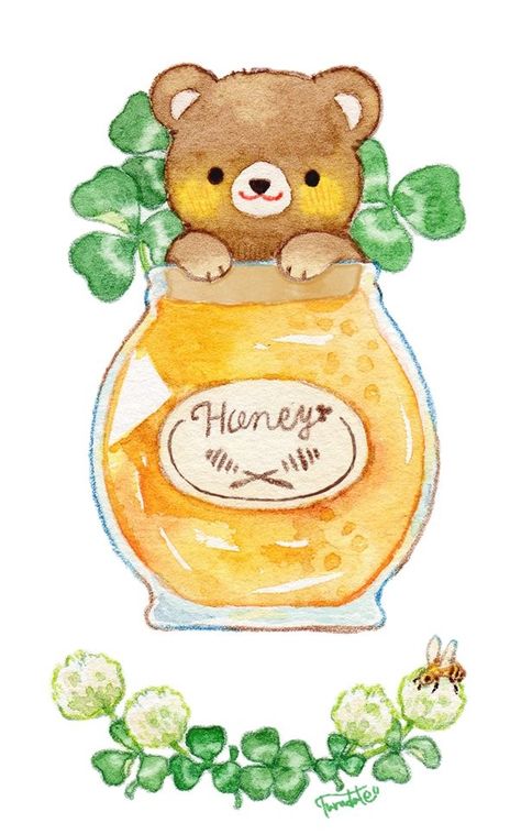 Whimsical Art Journal, 동화 삽화, Watercolor Projects, Doodle Illustration, Bear Art, Cute Little Drawings, Kawaii Drawings, الرسومات اللطيفة, 귀여운 동물