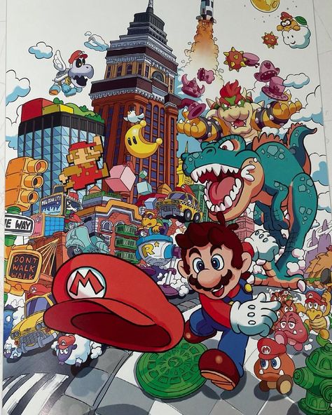 GingerMenace on Instagram: “This official artwork encapsulates all the fun of odyssey!! From the art of Super Mario Odyssey #supermario #marioodyssey #fanart…” Mario Odyssey Fanart, Mario Odessey, Super Mario Cross Stitch, Mario Cross Stitch, Rhinestone Canvas, Abs Art, Super Mario Odyssey, Mario Fan Art, Nintendo Classic