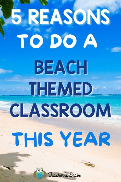 Looking for classroom theme ideas for your elementary classroom that will get your students excited to come to class? You’re in the right place! Classroom decorating themes make it fun to come to school, especially at the beginning of the year when students are likely to be a little more nervous than usual. There are many amazing themes to choose from, here's why I believe that beach themed classroom decor is best! Classroom Beach Decor, Classroom Decorating Themes, Beach Themed Classroom, Theme Third Grade, Classroom Theme Ideas, Beach Theme Classroom, School Counselor Office Decor, Classroom Decor Ideas, Themed Classroom Decor