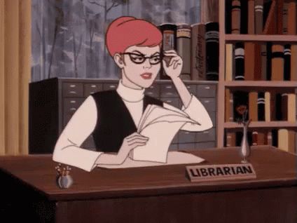 Cartoon Librarian Wink GIF - Cartoon Wink Librarian - Discover  Share GIFs Old School Library, Librarian Core, Library Memes, Librarian Humor, Library Humor, Library Quotes, Librarian Chic, Library School, Library Boards