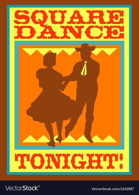 Country Dance Poster Ideas, Dance Show Poster, Square Dancing Aesthetic, Square Dance Party, Slow Dancing Silhouette, Dance Signs, Scrapbooking Photos, Cookie Vector, Pig Logo