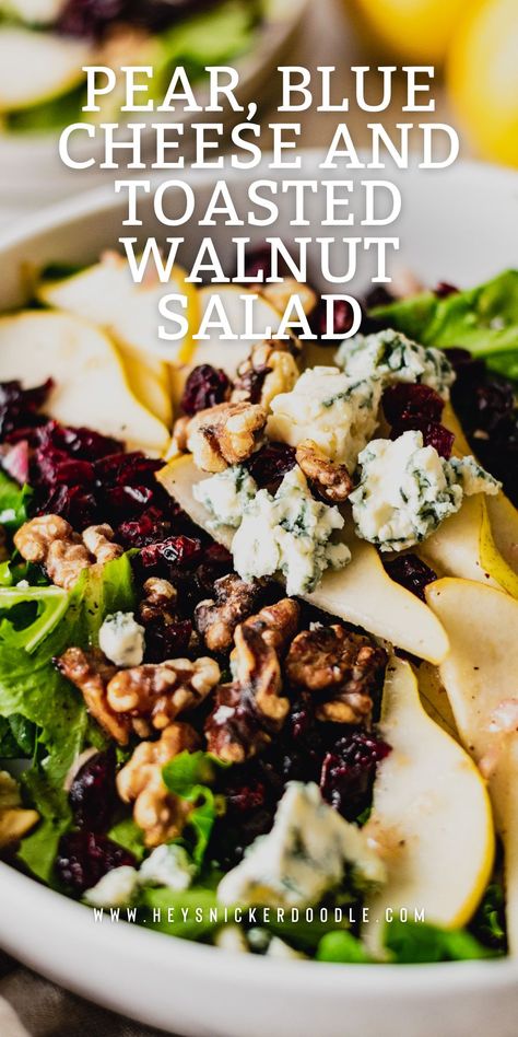 Carmelized Pear And Blue Cheese Salad, Baked Pears With Cranberries, Roasted Pears With Blue Cheese, Poach Pear Salad, Canned Pear Salad Recipes, Blue Cheese Pear Salad, Warm Pear Salad, Salad Appetizer Recipes, Baked Pears With Blue Cheese And Honey