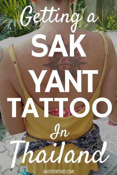 I just got a Sak Yant tattoo in Thailand!  In Chiang Mai to be exact. In the middle of my upper back to be even more precise.  Here I will show you the absolute best way to get your own Sak Yant tattoo in Thailand, from Bangkok to Chiang Mai, and beyond. Read here for details. #Sakyanttattoo #Thailandtattoos #Thailand #Thailandtravel #Thaiculture #Tattoos #Chiangmai #Travel Middle Of Back Tattoo, Heart Tattoo On Finger, Small Cross Tattoos, Travel Tattoos, Thailand Tattoo, Sak Yant Tattoo, Thailand Vacation, Sak Yant, Thai Tattoo