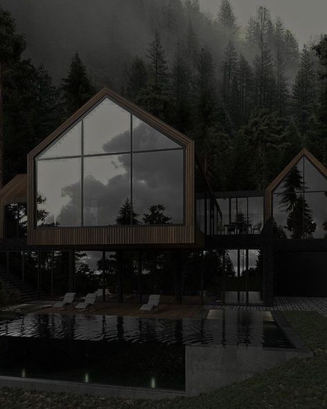 Forest House Aesthetic, Luxurious Houses, Colors Aesthetic, Dark Modern, Dark House, Dark Green Aesthetic, Rina Kent, Forest House, Silent Hill