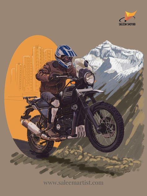 Bike Illustration Art, Entry Artwork, Bikes Illustration, Himalayan Bike, Iklan Vintage, Kaos Vintage, Himalayan Royal Enfield, Motorbike Illustration, Illustration Art Digital