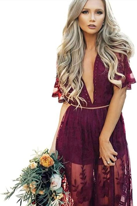 Eleter Women's Deep V-Neck Lace Romper Short Sleeve Long Dress Short Sleeve Long Dress, Very Short Dress, Sleeve Long Dress, Rockabilly Dress, Cap Dress, Long Sleeve Short Dress, Cosplay Dress, Lace Romper, Lace Maxi