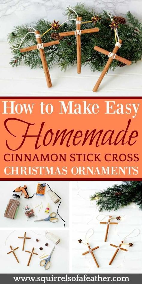 These cinnamon stick ornaments are so cute and smell like Christmas! This is a great homemade ornament project for families celebrating Chrimstas. #cinnamonstickcrafts #cinnamonornaments #homemadeornaments #squirrelsofafeather Cinnamon Stick Ornaments, Cinnamon Sticks Ornaments, Stick Ornaments, Anise Star, Homemade Ornament, Smell Like Christmas, Christmas Ornaments Diy Kids, Homemade Christmas Ornaments Diy, Ideas Christmas Tree