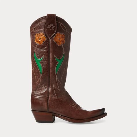 Polo Ralph Lauren | Selene  Chocolate Brown Leather Cowboy Boot Leather Cowboy Boots, Cowboy Boot, Native American Jewelry, Costume Dress, Chocolate Brown, Western Fashion, Cowboy Boots, Polo Ralph, Timeless Fashion