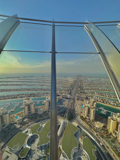 The palm view, sky view, sunset, dubai life, picture inspo, travel destination Trip Moodboard, Dubai Trip, Dubai Frame, 2024 Travel, View Sunset, Dubai Life, Sky View, Dubai Travel, Aesthetic Pics