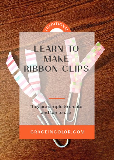 Learn to make decorative ribbon paper clip bookmarks. They are fun and easy to create and can be used in your journals, notebooks, bibles or planners. Diy Paper Bookmarks, Paper Clip Bookmarks, Paper Clips Diy, Paperclip Crafts, Clip Ideas, Ribbon Paper, Paperclip Bookmarks, Creative Bible, Paper Clip Art