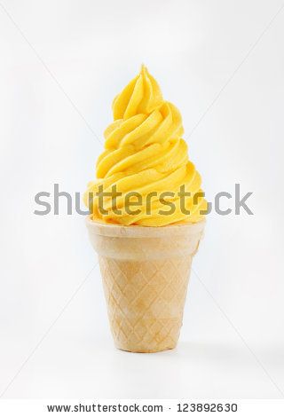 Swirl of yellow ice cream in wafer cone Yellow Ice Cream, Pineapple Dole Whip, Vanilla Bean Powder, Starbucks Secret, Starbucks Menu, Mango Ice Cream, Punch Drinks, Starbucks Secret Menu, Dole Whip