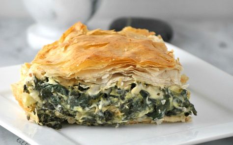 <p>Vegan mozzarella cheese and lemony Spinach come together to form this delicious, flaky, and buttery pie.</p> Spanakopita Pie, Raw Spinach, Spinach Pie, Vegan Mozzarella, Vegan Pie, Green Planet, Allergy Friendly Recipes, Spinach Recipes, Spinach And Feta